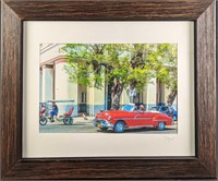 Framed Frank Juge Cuban Taxi Photo