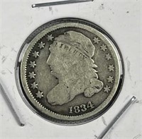 1834 Silver Bust Dime, US