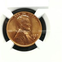 1957 D PENNY 1C MS66RD NGC