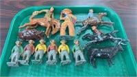 Group lot of antique iron Cowboys, lead soldier