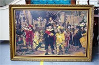 Large framed Elizabethan scene tapestry