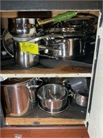 CENTER BOTTOM CABINET, MISC POTS AND PANS