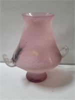 Large hand-blown pink art  glass vase 19"w x 21"h