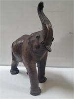 Large vintage leather elephant sculpture 21"l x