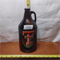 LARGE GLASS BROWN TEXAS TECH BOTTLE