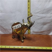 LARGE BRASS ELEPHANT TRUNK UP