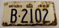 1956 ONTARIO SINGLE EMBOSSED TIN LICENSE PLATE