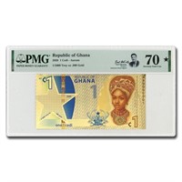 2020 Rep. Of Ghana Ag Liberty Foil Note Ms-70* Pmg