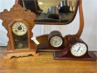 3pc Vintage Clocks: 2 Mantle, 1 Ingraham Shelf
