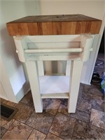 Vintage butcher block table 18x32x18 Heavy