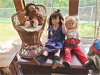 2 LARGE DOLLS,CHAIR AND CABBAGE PATCH KID