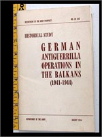 1954 DA PAMPHLET  GERMAN ANTI-GUERRILLA WW II