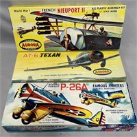 3 Boxed Vintage Aurora Airplane Model Kits