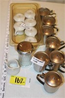 7- Metal and  7 - porcelain cream dishes