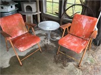 (3) PC Metal Patio Set (Chairs Fold Up also)