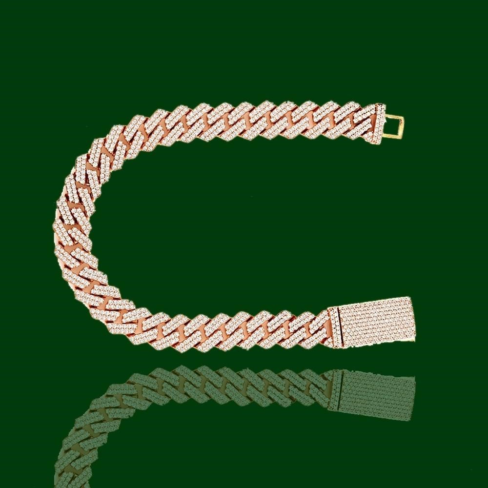 14K ROSE GOLD 7.00CT DIAMOND CUBAN LINK BRACELET