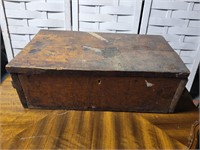 19" Primitive  Wood box, cool Hinges & Lock no key