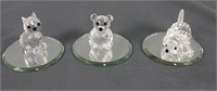 Swarovski Crystal Cut Figurines - Bear, Cat, Dog
