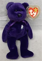 C12) Princess TY Beanie Baby Bear Purple