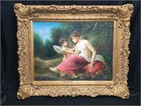 Painting On Canvas In Ornate Frame. Unsigned,