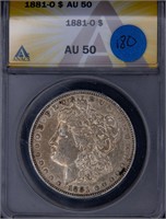 1881-1185-O Silver Morgan Dollars 2 coins 1 money