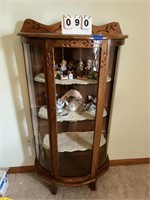 Curved Glass Curio Cabinet, No Contents