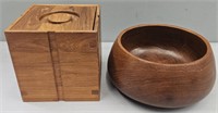 MCM Wood Bowl & Wood Ice Bucket