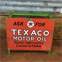 Texaco oil bottle rack, original sign repro rack