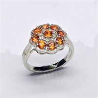 Silver Orange Sapphire(1.25ct) Ring