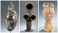 Gabon bellows and masks. 20th century.