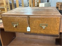 Macey 2-drawer card catalog oak cabinet