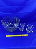 Glass punch bowl and 16 cups NIB