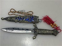 Ornate mini sword display knife with metal