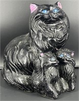 Large Vintage Cat With Kittens Floor Figurine