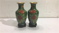 Pair of Porcelain Enameled Cloisonne Vases K13B