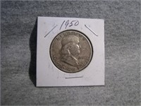 1950 Silver Ben Franklin half dollar