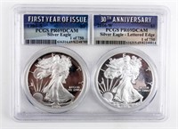 Coin 2 Silver Eagle Proof 1986 & 2016-W PCGS PR69