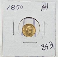 1850 $1 Gold AU