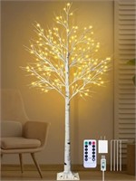 6Ft Lighted Birch Tree, Remon Birch Tree with 160