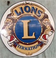 VINTAGE METAL LIONS CLUB INTERNATIONAL WALL SIGN