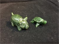 Carved Jade Pig and Turtle
