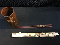 Fancy Chopsticks and Wooden Cup