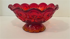 Vtg. LE Smith Red Amberina Moon & Stars Candle