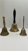 Lot Vtg. Brass Bells: Great 10” School Bell With