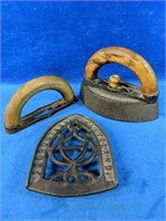 Antique Sad Iron #2 6" with handles