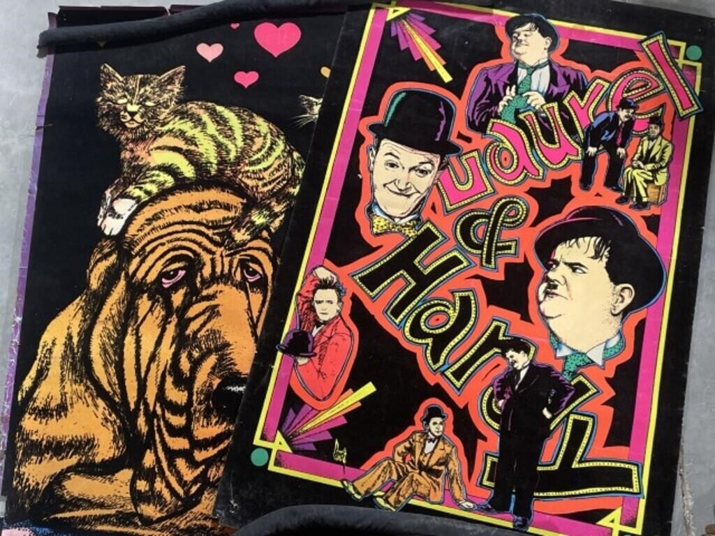 1970s Black Light Posters: Laurel & Hardy and Pets