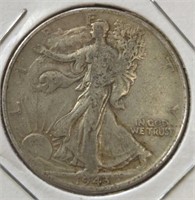 Silver 1943 walking Liberty half dollar