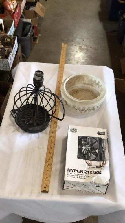 Hyper 212 evo fan, lamp base, glass bowl