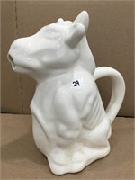 Vintage White Ceramic Cow Bull Water Pitcher