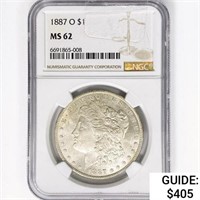 1887-O Morgan Silver Dollar NGC MS62